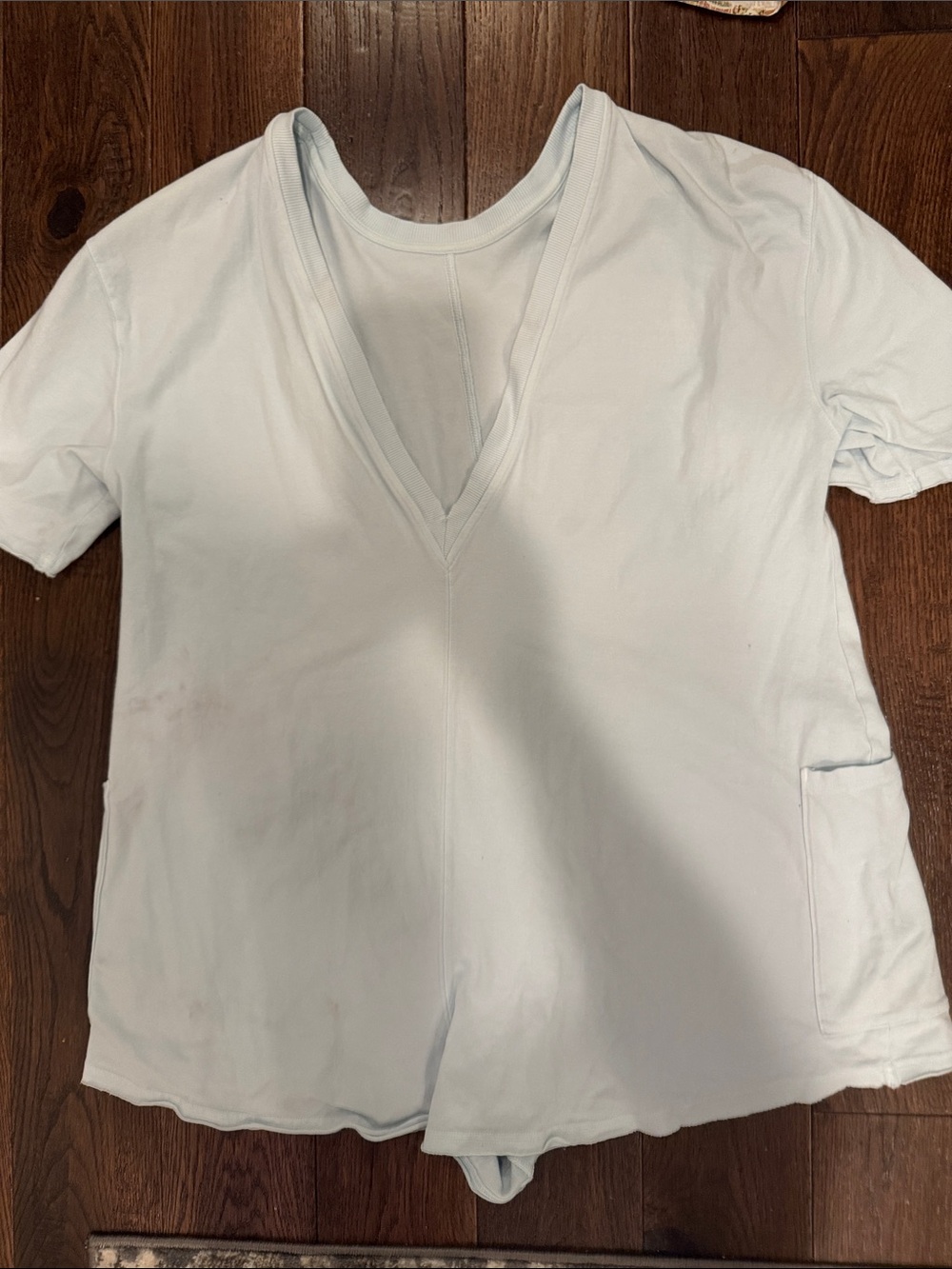 FP Movement by Free People Pale Blue V-Neck Short Sleeve Tee